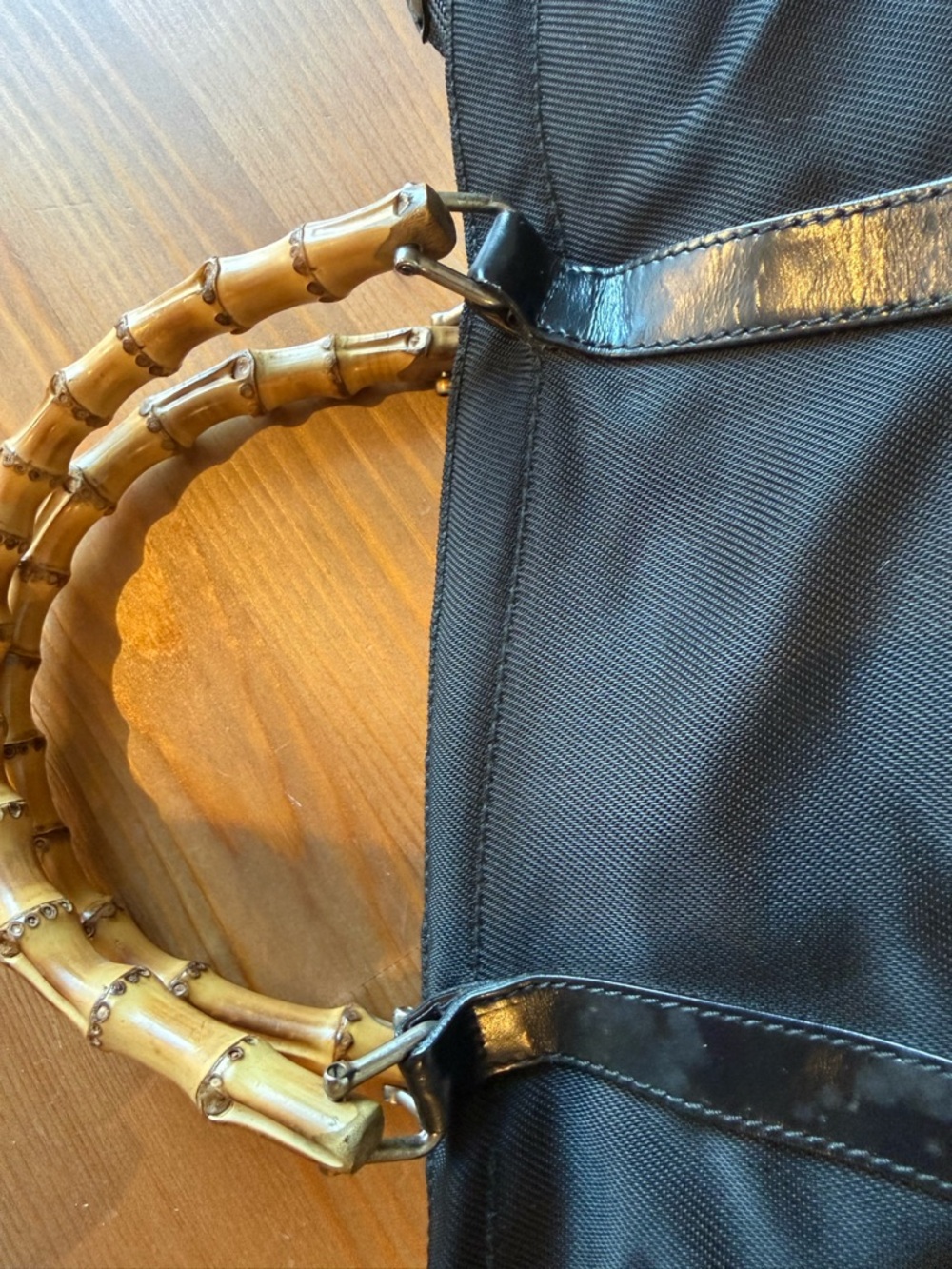 Gucci Black Tote Bag with Bamboo Handles and Leather Trim - Picture 7 of 16